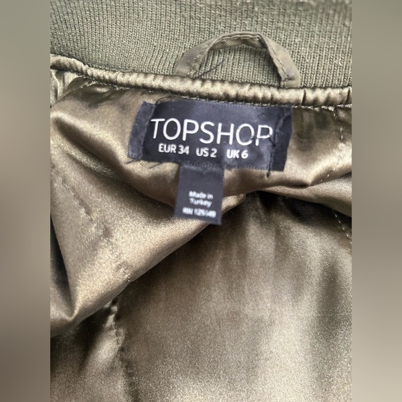 Topshop green bomber jacket women’s size 2 - Picture 5 of 9